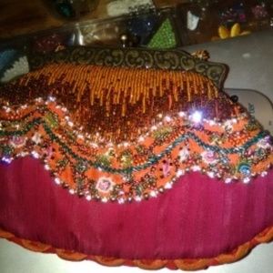 Silk, beaded evening bag